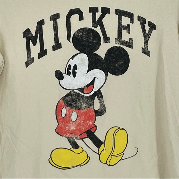 DISNEY X H&M MICKEY MOUSE GRAPHIC T-SHIRT CREAM BLACK RED T-SHIRT - Picture 4 of 5